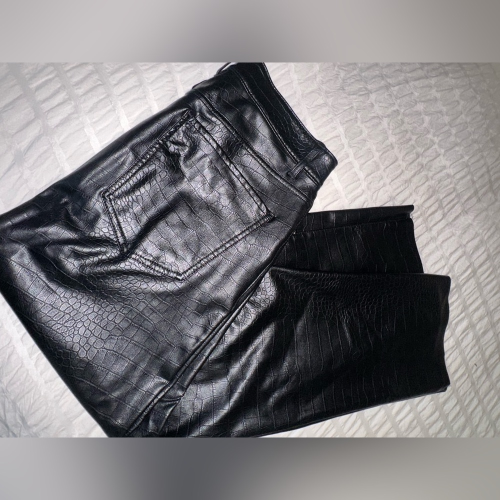 Express Black Snakeskin Leather Pants